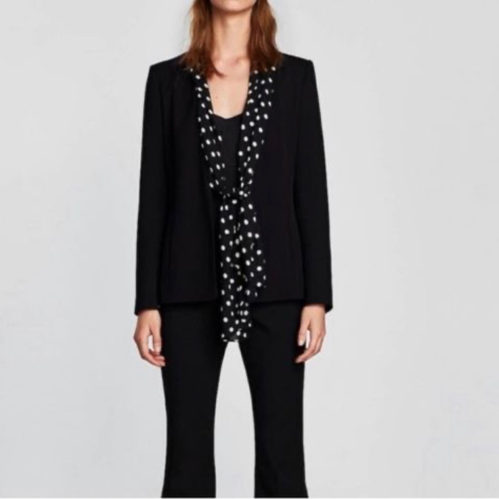 NWT Zara women black polka dot craft blazer, size XS